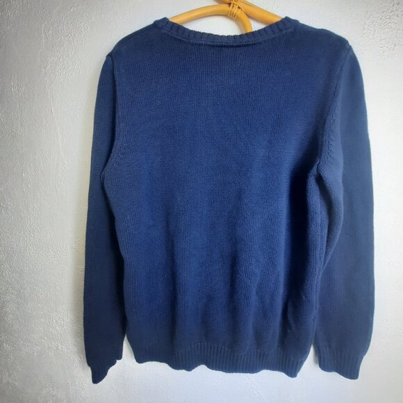 Tommy Hilfiger Navy Blue Snowflake Knit Sweater size L Christmas Holiday Party - Picture 2 of 8